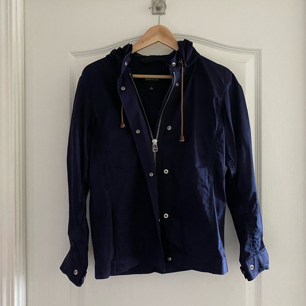 Aritzia Babaton Navy Blue Raincoat